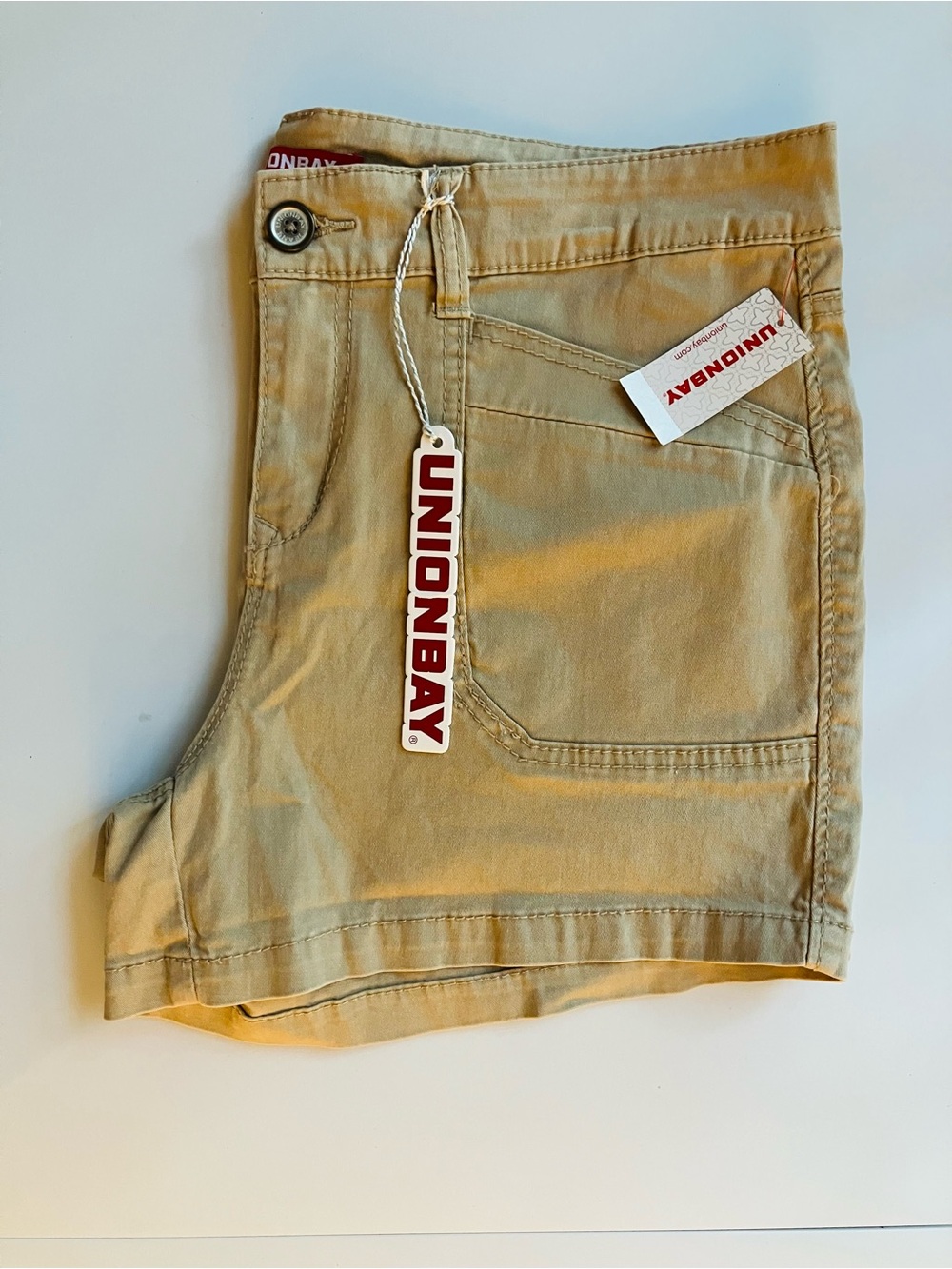 NEW! UNIONBAY High-Rise Khaki Shorts XL 4-inch Delaney Tan - Picture 8 of 9